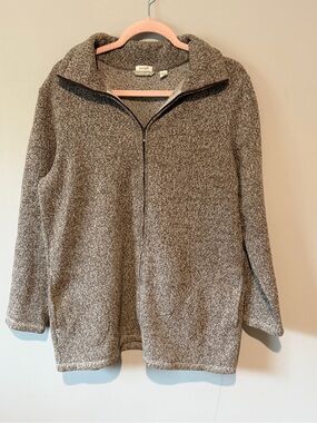 J. Jill Women's Brown  Full-Zip Heathered Sweater Jacket Size Large